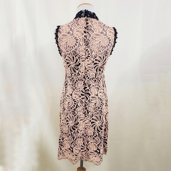 Nanette Lepore NYC Pink Black Lace Sheath Dress Size 4 - Picture 3 of 8